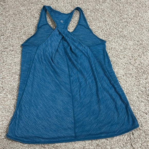 (4) Lululemon Essential Tank Top Heathered Jet Set Blue Small Luon Turquoise - Picture 4 of 4